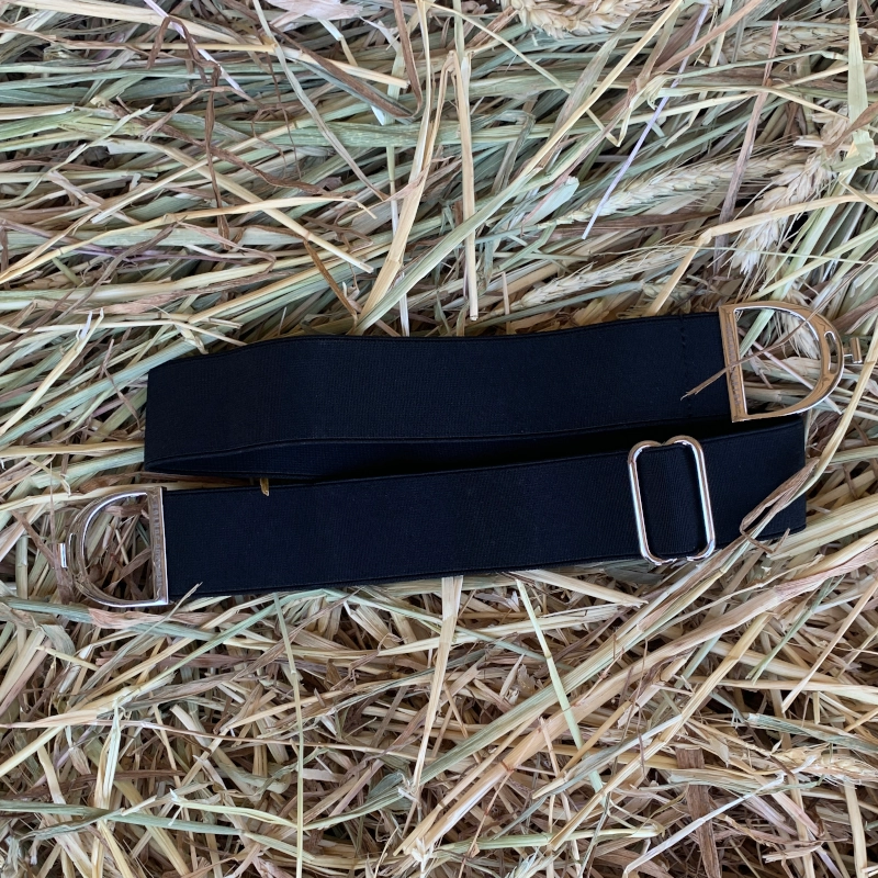 Cinturón elástico hebilla estribo color negro