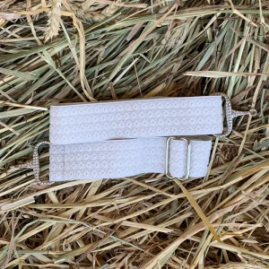 Cinturón elástico hebilla bocado brillantes color blanco