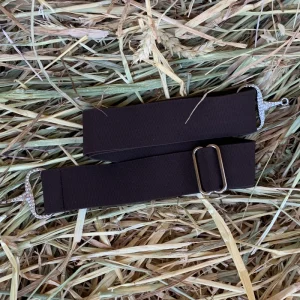 Cinturón elástico hebilla bocado brillantes color marron