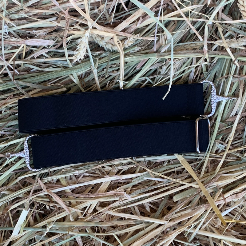 Cinturón elástico hebilla bocado brillantes color negro