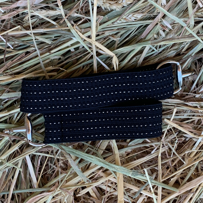 Cinturón elástico hebilla bocado color negro hilo gris