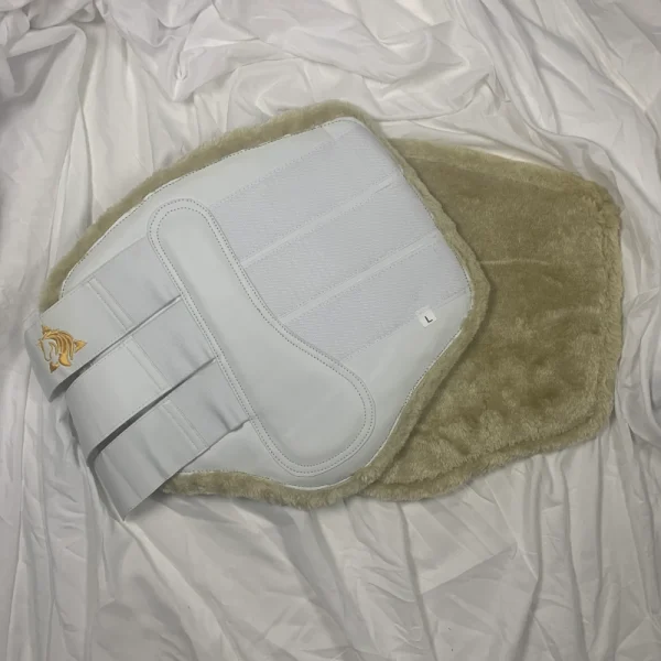 Protector de tendones Trotando Juntos, color Blanco, talla Full, pelo sintético interior, cierre velcro