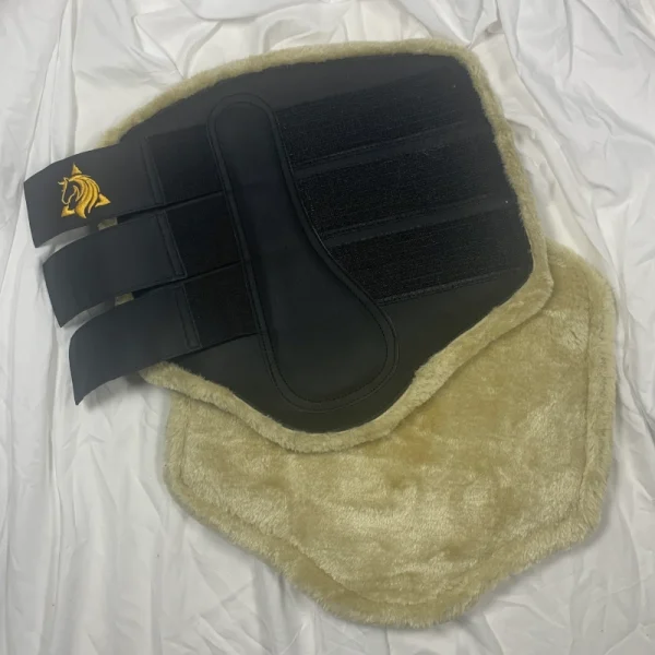 Protector de tendones Trotando Juntos, color negro, talla Full, pelo sintético interior, cierre velcro