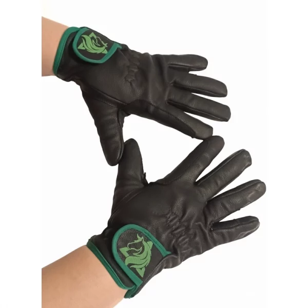 Guantes de equitación reforzados de 8mm, modelo Raid Endurance de Trotando Juntos, en color negro. Diseñados para máxima durabilidad en el trabajo diario.