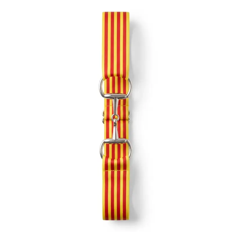 Cinturón elástico de equitación con la bandera catalana senyera y cierre de bocado.