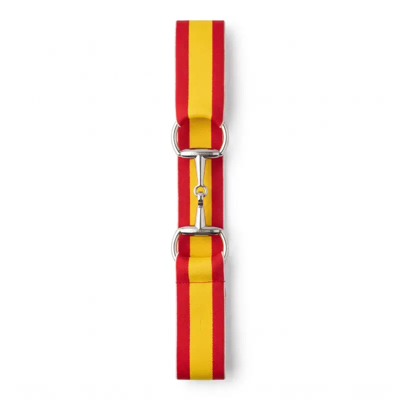 Cinturón elástico de equitación con los colores de la bandera de España y hebilla bocado.