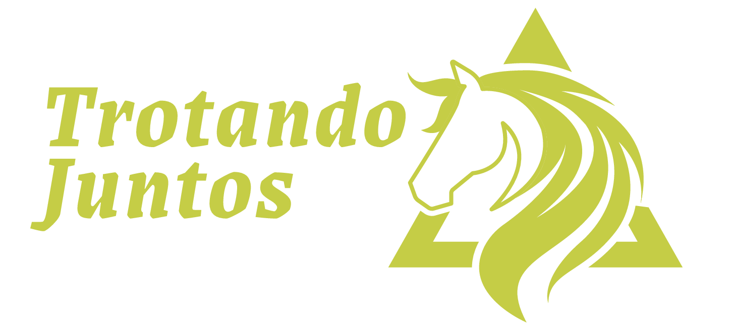 Logotipo horizontal de Trotando Juntos en verde lima. Tu tienda online de equipamiento ecuestre, ropa de equitación y material para el caballo.