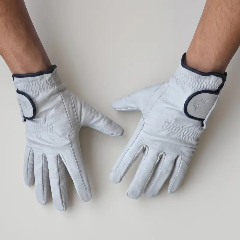Guantes blancos de equitación en piel ovina napa de 5mm para concurso y doma clásica.