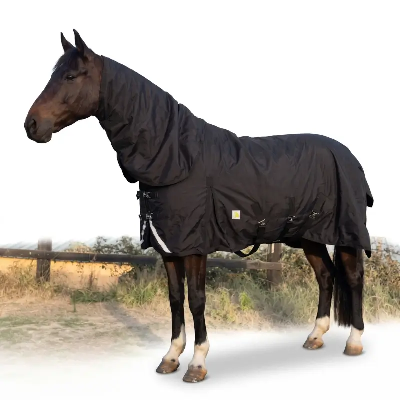 Manta caballo exterior resistente 1200D con cubre cuello desmontable y trama antidesgarro