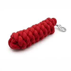 Ramal para caballo de algodón trenzado en color rojo con mosquetón